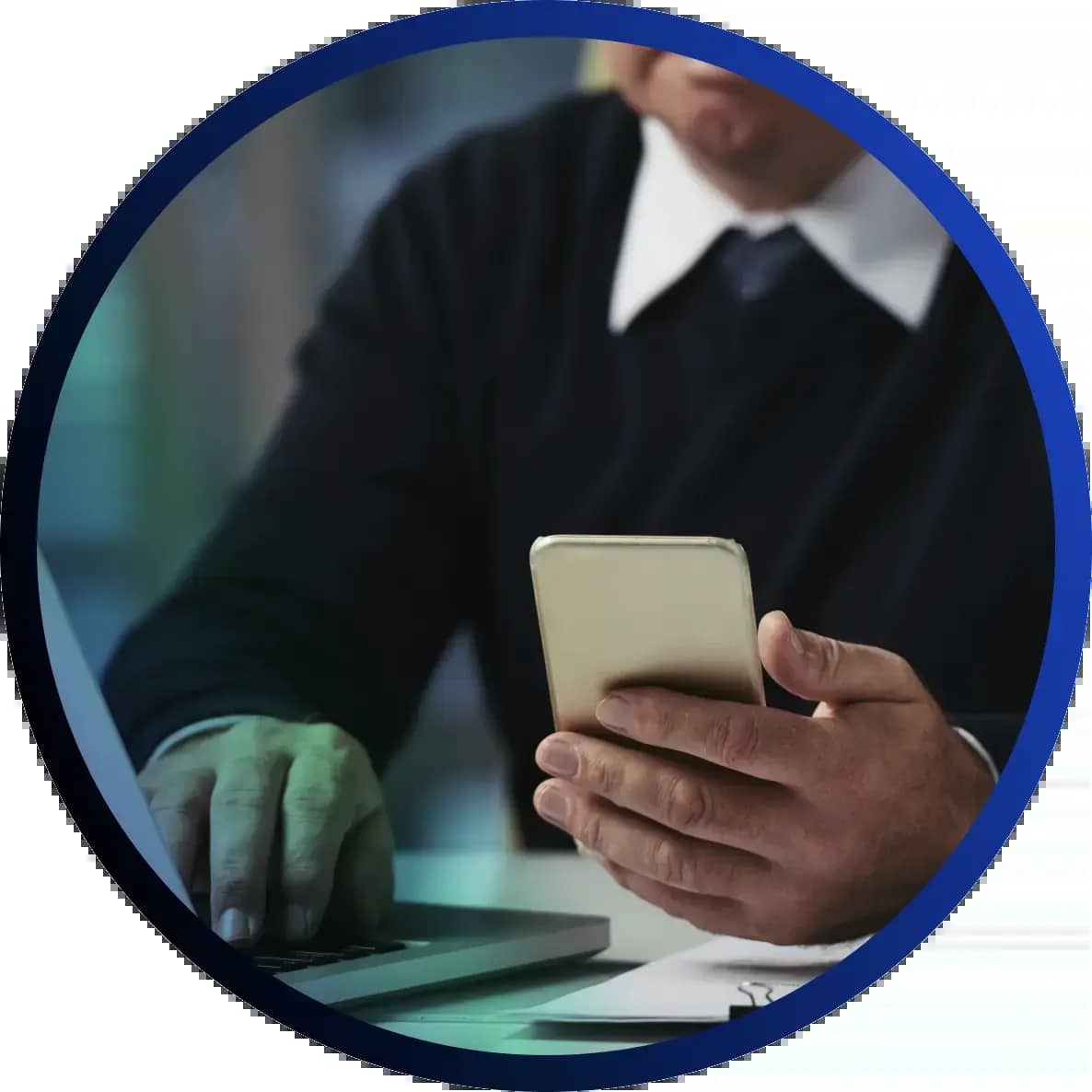 Researcher remotely monitoring the NPi-11 automated cell culture maintenance system from a smartphone.